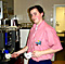 Floris, at work at his part time student job in a hospital restaurant